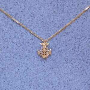 14K gold nautical pendant with 24" 14K gold serpentine chain